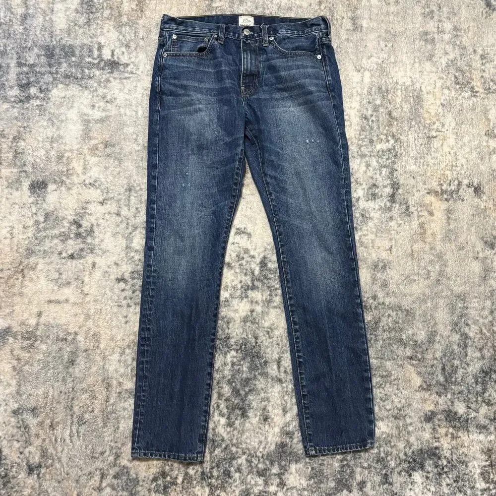J.Crew 404 Straight Leg Jeans Mens W32 L34 Dark Wash Denim